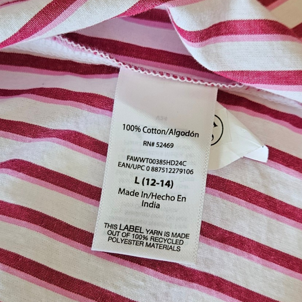 Free Assembly Large 12/14 Pink Striped Pearl Rhinestone Embellished Cotton Shirt - Picture 5 of 6